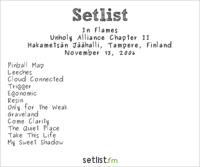In Flames at Hakametsän Jäähalli, Tampere, Finland Setlist