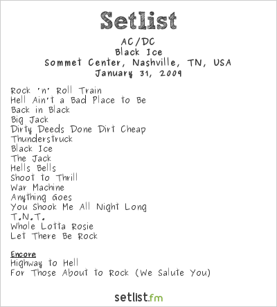 AC/DC at Sommet Center, Nashville, TN, USA Setlist