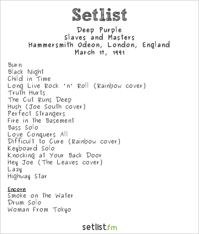 Deep Purple at Hammersmith Odeon, London, England Setlist
