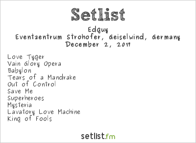 Edguy at Christmas Bash 2017 Setlist