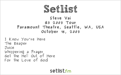 Steve Vai at Paramount Theatre, Seattle, WA, USA Setlist