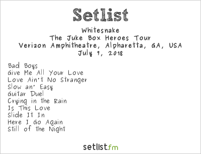 Whitesnake at Verizon Amphitheatre, Alpharetta, GA, USA Setlist