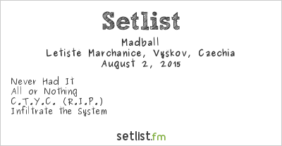 Madball at Pod Parou 2015 Setlist