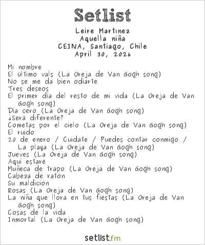 Leire Martínez at CEINA, Santiago, Chile Setlist