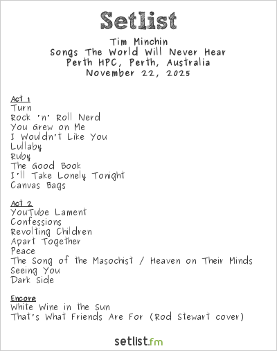 Tim Minchin at Perth HPC, Perth, Australia Setlist