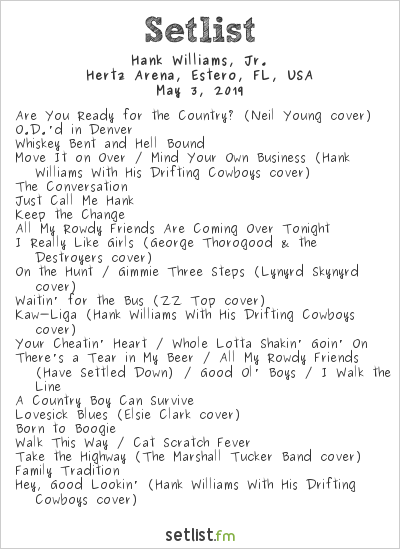 Hank Williams, Jr. at Hertz Arena, Estero, FL, USA Setlist