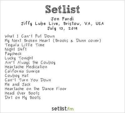 Jon Pardi at Jiffy Lube Live, Bristow, VA, USA Setlist