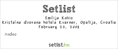 Emilija Kokić at Dora 2008 Setlist