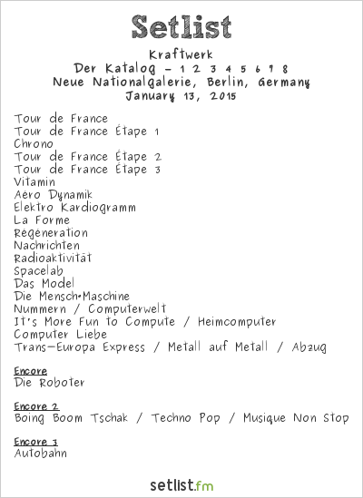 Kraftwerk at Neue Nationalgalerie, Berlin, Germany Setlist