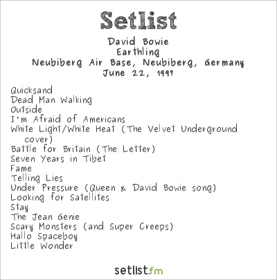 David Bowie at Go Bang! 1997 Setlist