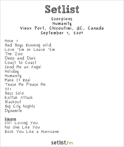 Scorpions at Vieux Port, Chicoutimi, QC, Canada Setlist