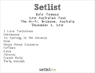 Rolo Tomassi at The Hi-Fi, Brisbane, Australia Setlist
