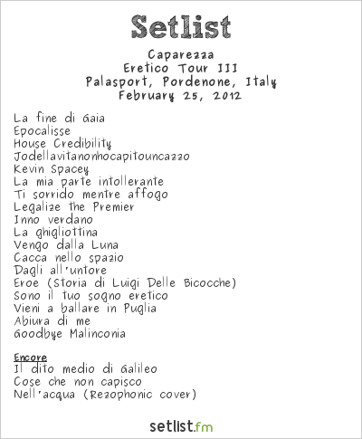 Caparezza at Palasport, Pordenone, Italy Setlist