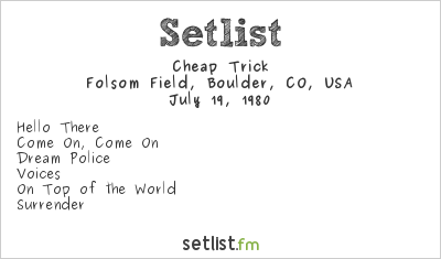 Cheap Trick at Colorado Sun-Day 1980 Setlist