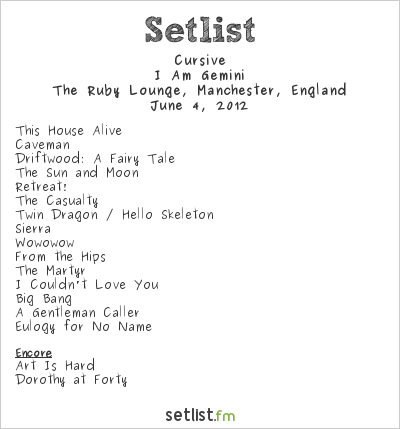 Cursive at The Ruby Lounge, Manchester, England Setlist