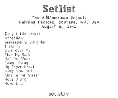 The All‐American Rejects at Knitting Factory, Spokane, WA, USA Setlist
