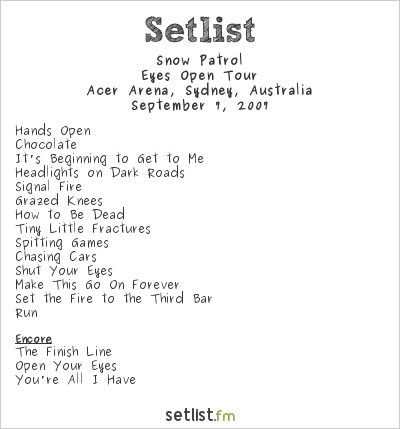 Snow Patrol at Acer Arena, Sydney, Australia Setlist