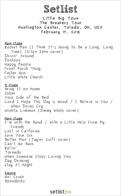 Little Big Town at Huntington Center, Toledo, OH, USA Setlist