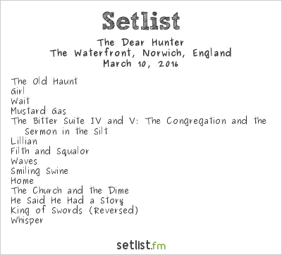 The Dear Hunter at The Waterfront, Norwich, England Setlist
