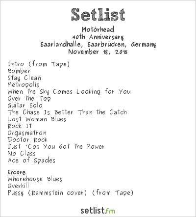 Motörhead at Saarlandhalle, Saarbrücken, Germany Setlist