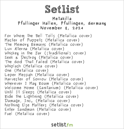 Metakilla at Pfullinger Hallen, Pfullingen, Germany Setlist