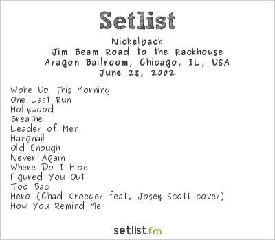 Nickelback at Aragon Ballroom, Chicago, IL, USA Setlist