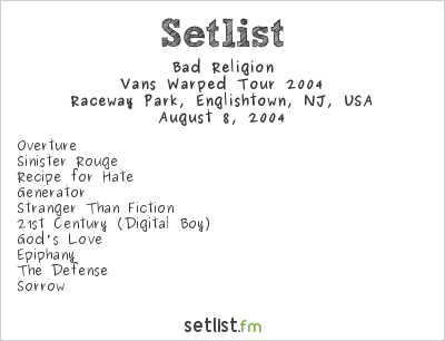 Bad Religion at Warped Tour 2004 Setlist