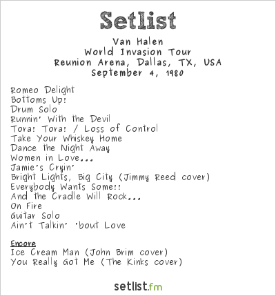 Van Halen at Reunion Arena, Dallas, TX, USA Setlist