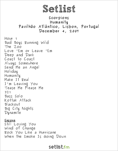 Scorpions at Pavilhão Atlântico, Lisbon, Portugal Setlist