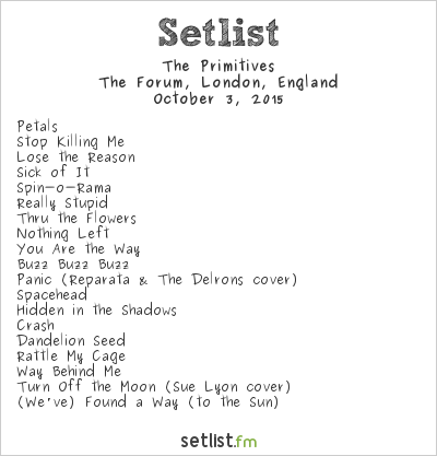 The Primitives at Indie Daze 2 2015 Setlist