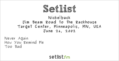 Nickelback at Target Center, Minneapolis, MN, USA Setlist