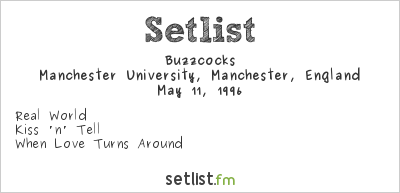 Buzzcocks at Manchester University, Manchester, England Setlist