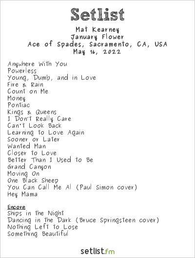 Mat Kearney at Ace of Spades, Sacramento, CA, USA Setlist