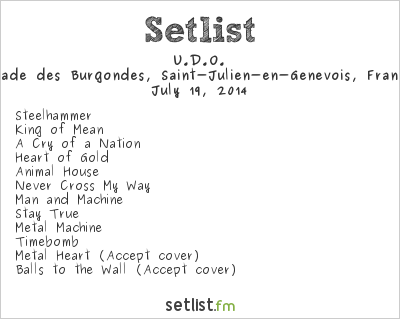 U.D.O. at Guitare en scène Festival 2014 Setlist