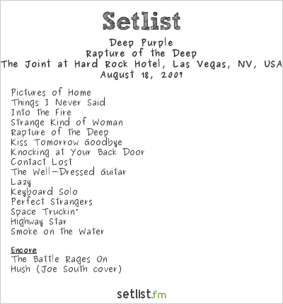 Deep Purple at The Joint at Hard Rock Hotel, Las Vegas, NV, USA Setlist