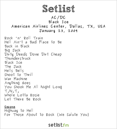 AC/DC at American Airlines Center, Dallas, TX, USA Setlist