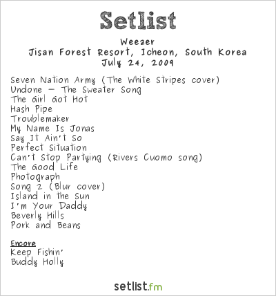Weezer at Jisan Valley Rock Festival 2009 Setlist