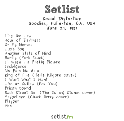 Social Distortion at Goodies, Fullerton, CA, USA Setlist