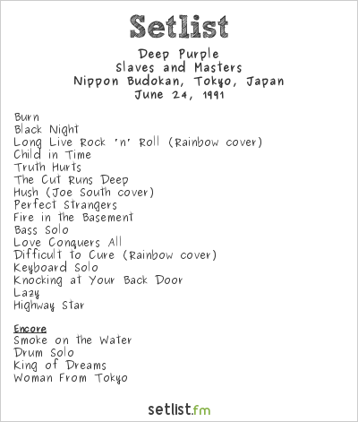 Deep Purple at Nippon Budokan, Tokyo, Japan Setlist