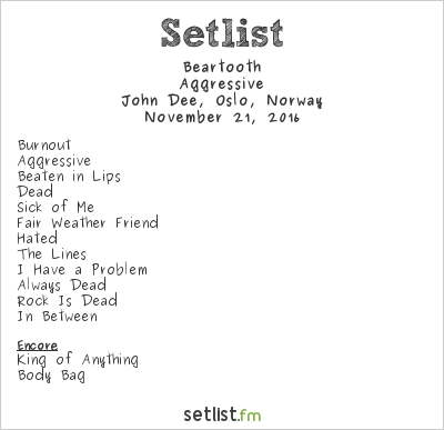 Beartooth at John Dee, Oslo, Norway Setlist