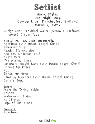 Harry Styles at Co-op Live, Manchester, England Setlist