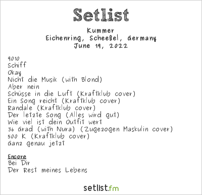 Kummer at Hurricane Festival 2022 Setlist