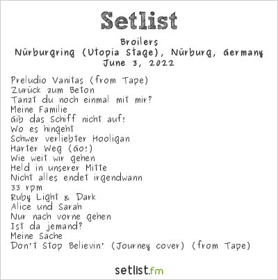 Broilers at Rock am Ring 2022 Setlist