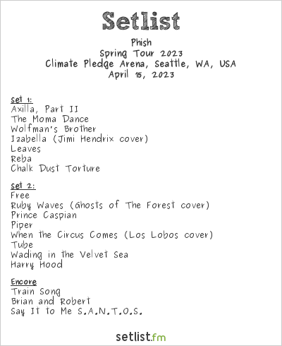Phish at Climate Pledge Arena, Seattle, WA, USA Setlist