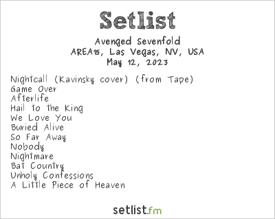 Avenged Sevenfold at AREA15, Las Vegas, NV, USA Setlist