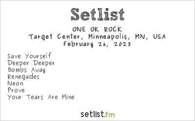 ONE OK ROCK at Target Center, Minneapolis, MN, USA Setlist