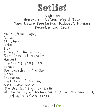 Nightwish at Papp László Sportaréna, Budapest, Hungary Setlist
