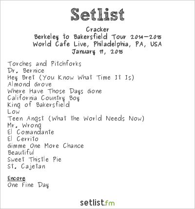 Cracker at World Cafe Live, Philadelphia, PA, USA Setlist