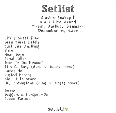 Slash’s Snakepit at Train, Aarhus, Denmark Setlist
