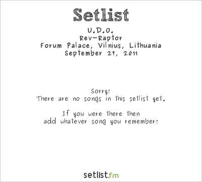U.D.O. at Forum Palace, Vilnius, Lithuania Setlist